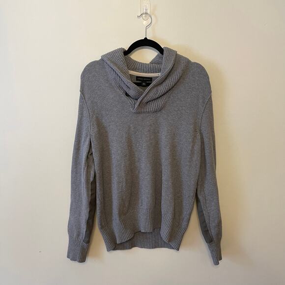 Banana Republic M cowl neck sweater gray elbow patch gorpcore grandpa cabincore - Picture 1 of 7